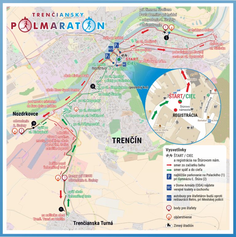 Mapa behu Trenčiansky polmaratón 2026